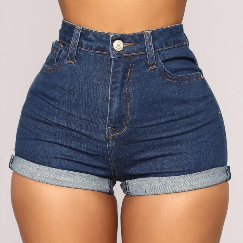 Fashion Nova Dark Denim High Waist Shorts. Never Been Worn/New With Tags. Size M